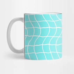 Teal Blue Wavy Grid Abstract Retro Cute Mug